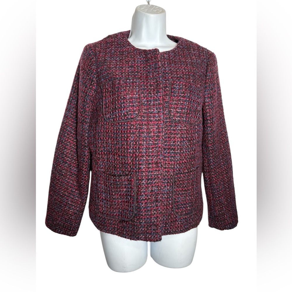 Talbots Blazer Size 8 Petite Stunning  Red & Purple Tweed Blazer w/ Pockets ❤️💜
